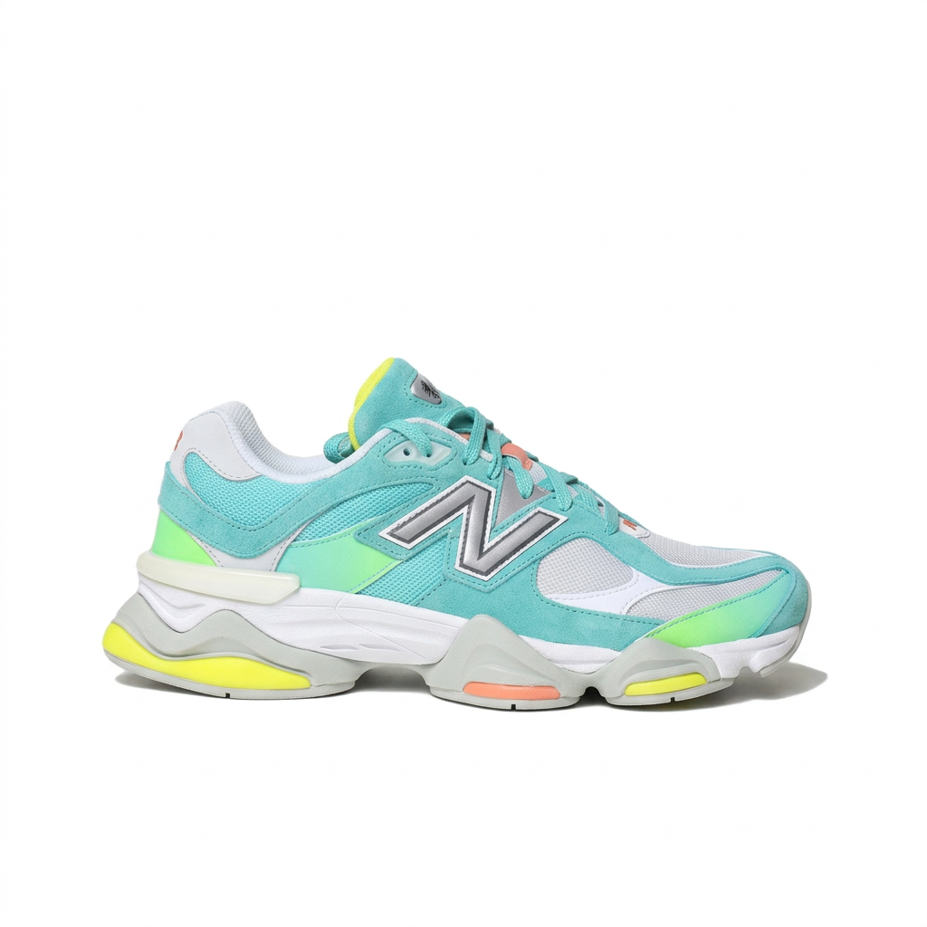 Mint and white sneaker outer side view on white background
